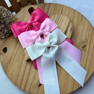 Kit 3 Laços de Cabelo G - Rosas e Branco
