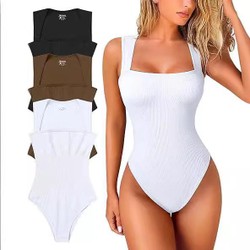 Body Feminino Modelador Canelado Sem Costura com Decote Quadrado