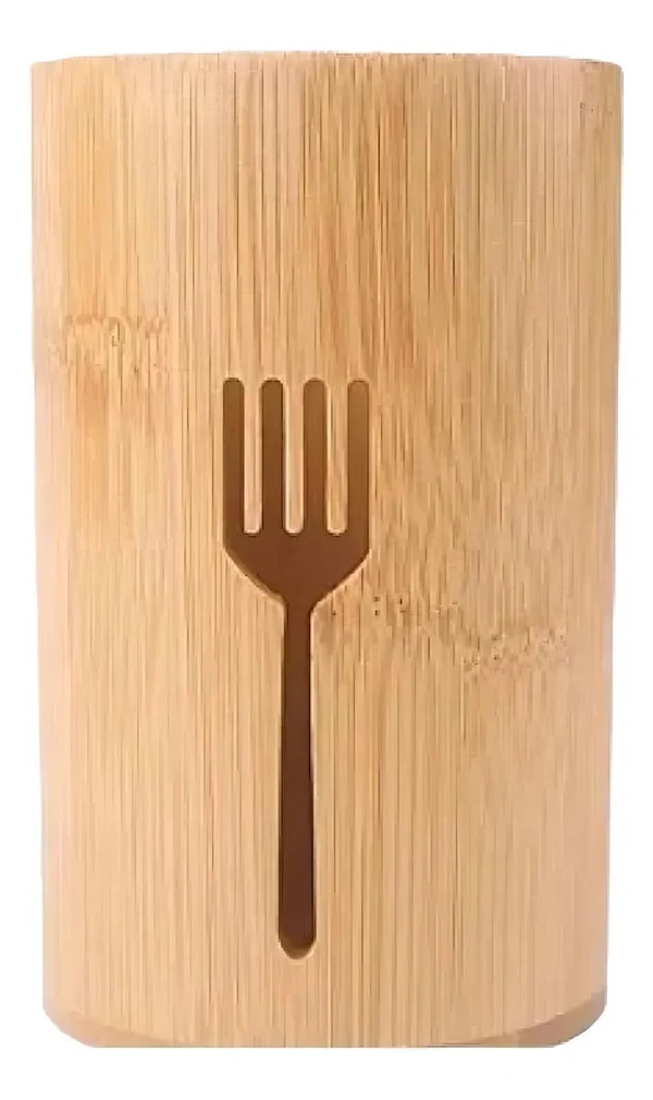 Kit Porta Talheres Bambu 3 Peças
