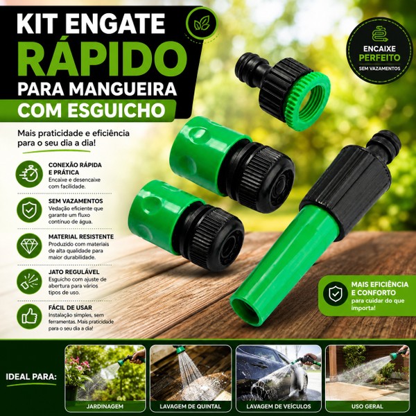 Kit Engate Rápido para Mangueira com Esguicho