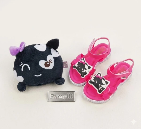 SANDÁLIA PAPETE INFANTIL PAMPS CANDY PINK  VEM COM PELÚCIA BELA EXCLUSIVA PAMPILI - 123197