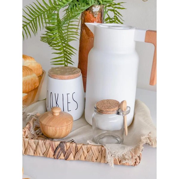 Kit 8 Potes Temperos Com Tampa Rolha e Colher