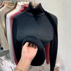 Suéter Peluciado Gola Alta Feminino,elastico,grossa,quente,casual,basico,solida,moda inverno