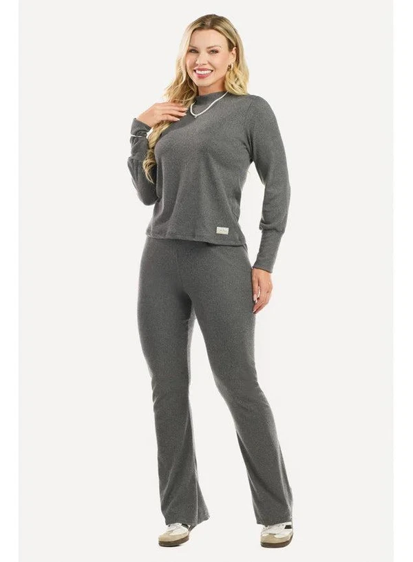 Conjunto Inverno Canelado Cotelê Flare Mescla