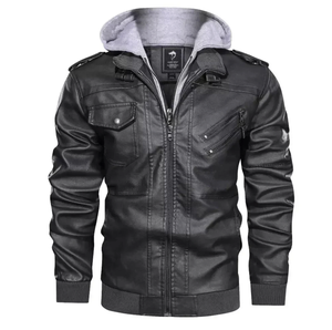 Jaqueta de Couro Masculina com Capuz Matezzo