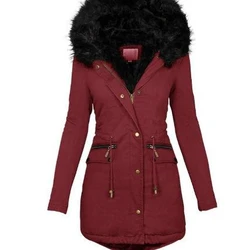 casaco parka outono inverno gola de pele com capuz de ziper