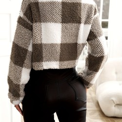 Jaqueta Feminina Teddy Xadrez Sherpa