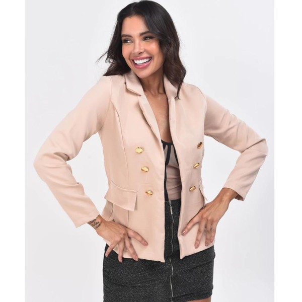 Blazer Alfaiataria Feminino Casaco Social Com 6 Botão 