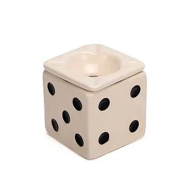 Cinzeiro para Cigarro de Cerâmica - Dado Branco com Tampa 2