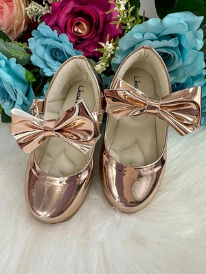 Sapatilha Flor Di Mila Laço - Rose Gold Metalizado