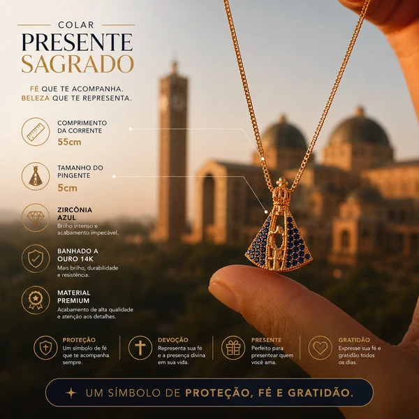 [COMPRE 1 LEVE 2] Colar Nossa Senhora Aparecida - Dupla Face™