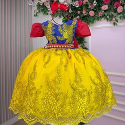Vestido Temático Luxo Bordado - Branca de Neve  