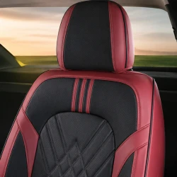 Kit Completo de Capas para Banco de Carro Averon em Couro Legítimo Universal 5 Lugares Com Airbag + Tapetes e Capa de Volante