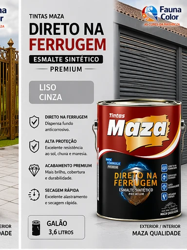 Tinta esmalte direto na ferrugem Maza 3,6L