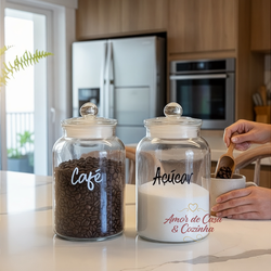KIT 2 POTES DE VIDRO HERMÉTICO ARENA 1,5L PERSONALIZADO
