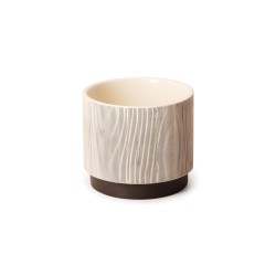 Vaso Cachepot de Cerâmica com Pedestal Bege e Marrom 13cm Mart
