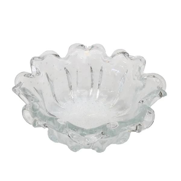 Vaso De Murano Cristal Transparente Com Orquídeas