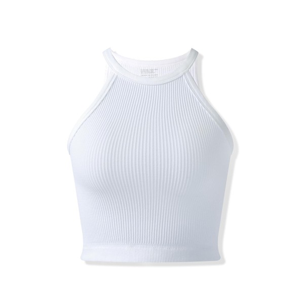 Cropped Feminino Canelado Gola Alta Sem Mangas
