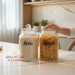 KIT 2 POTES DE VIDRO HERMÉTICO ARENA 1,5L PERSONALIZADO