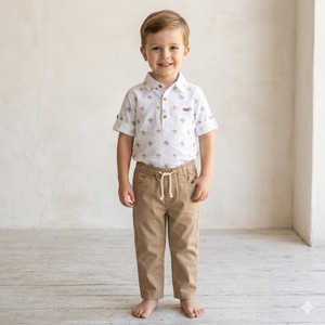 3358 CONJUNTO KIDS CAMISA E CALÇA SARJA BRANCO MENINO ANUSKA