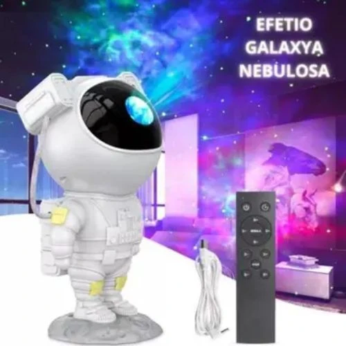 Projetor Astronauta Galáxia com Luz Estrelada e Controle Remoto