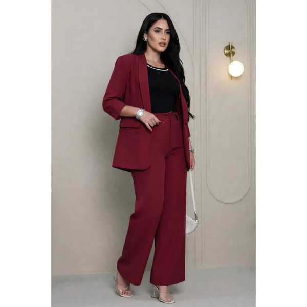Conjunto Feminino Alfaiataria Premium – Blazer Moderno + Calça Pantalona Elegante