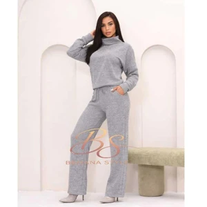 Conjunto Inverno Feminino elegante Tecido Malha Rib Quente