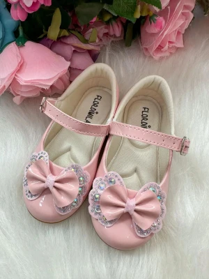 Sapatilha Flor Di MIla - Rosa Lacinho Strass