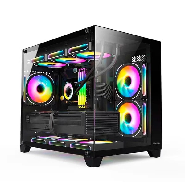Gabinete Gamer Fortrek Clarity Frontal e Lateral em Vidro Micro ATX Preto