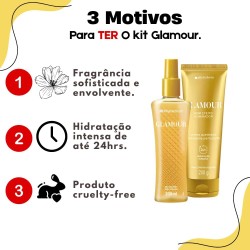 Kit Deo Colônia Body Splash 200 ml Creme Acetinado 200 gr Phytoderm Glamour