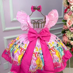 Vestido Temático Estampado - Princesas - Rosa 