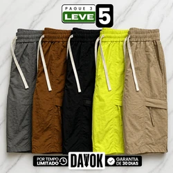 [Pague 3, Leve 5!] Bermuda Cargo Fornax Masculina em Nylon Técnico Hidrorrepelente com Bolsos Utilitários e Cós Elástico