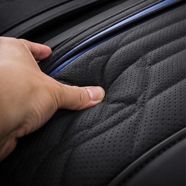 Kit Completo de Capas para Banco de Carro Avalon em Couro Legítimo Universal 5 Lugares Com Airbag + Tapetes e Capa de Volante