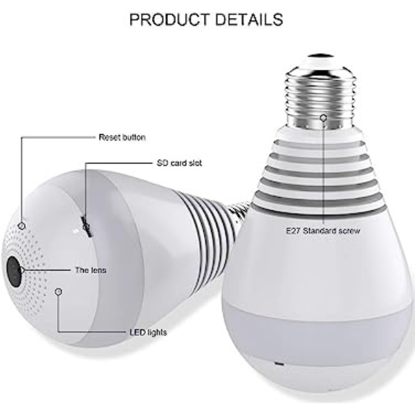 Câmera Lâmpada LED 360º WIFI Vr Cam Full View