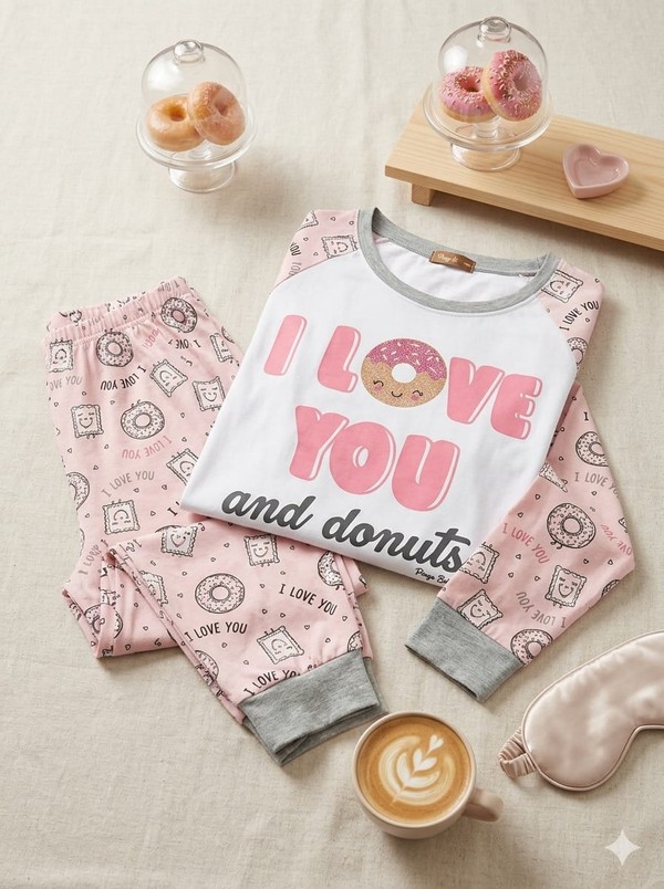 PIJAMA MANGA LONGA ADULTO DONUTS 76207 PINGO LELE