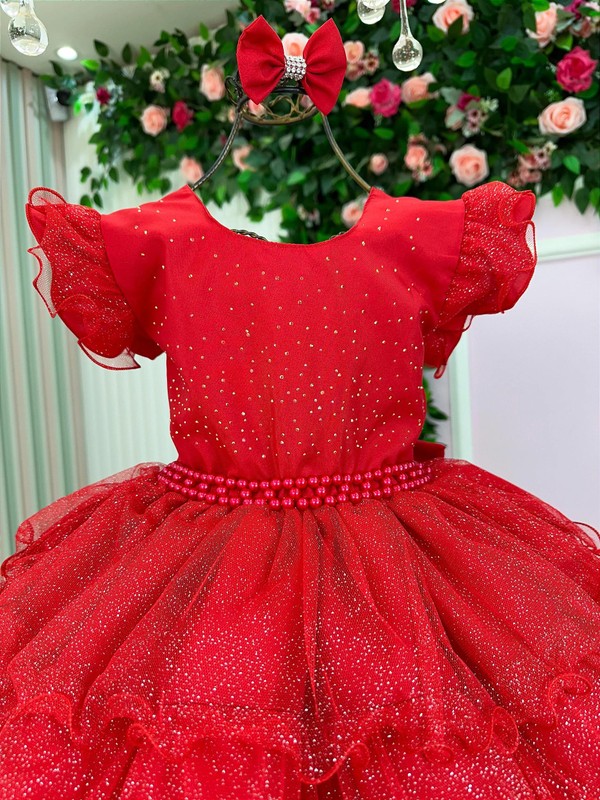 Vestido Luxuoso Babadinho - Vermelho Brilhante