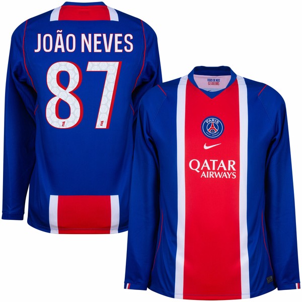 Camisa PSG Home 2026/27 João Neves 87 - Manga longa