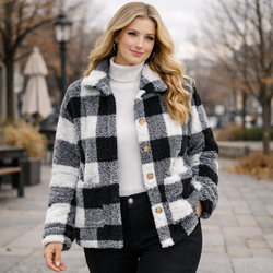 Jaqueta Sherpa Xadrez Feminina