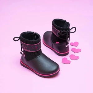 BOTA INFANTIL CORAÇÕES DIVERSOS PRETO/PINK PAMPILI - 141054