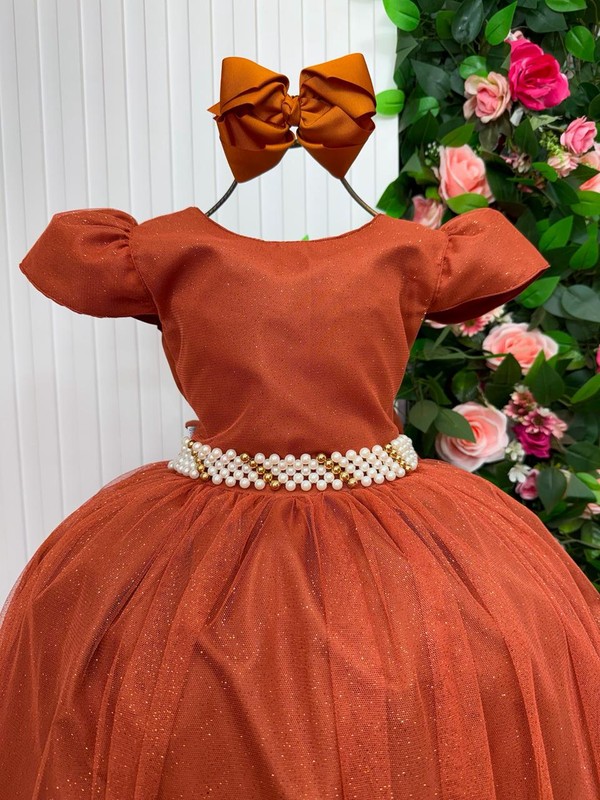 Vestido Glamour - Terracota Brilhoso