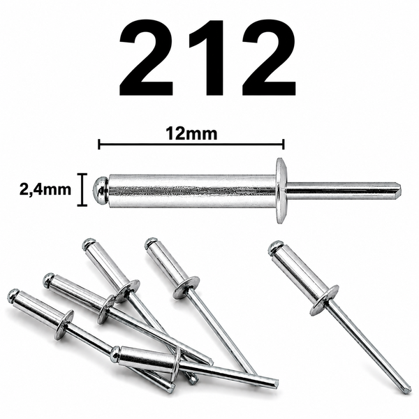 Rebite Pop 212 Alumínio 2,4 x 12 mm - Kit com 100 Unidades | Alta Resistência