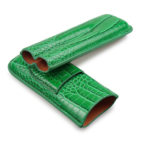 Porta 2 Charutos em Couro Motier com Cortador - Verde