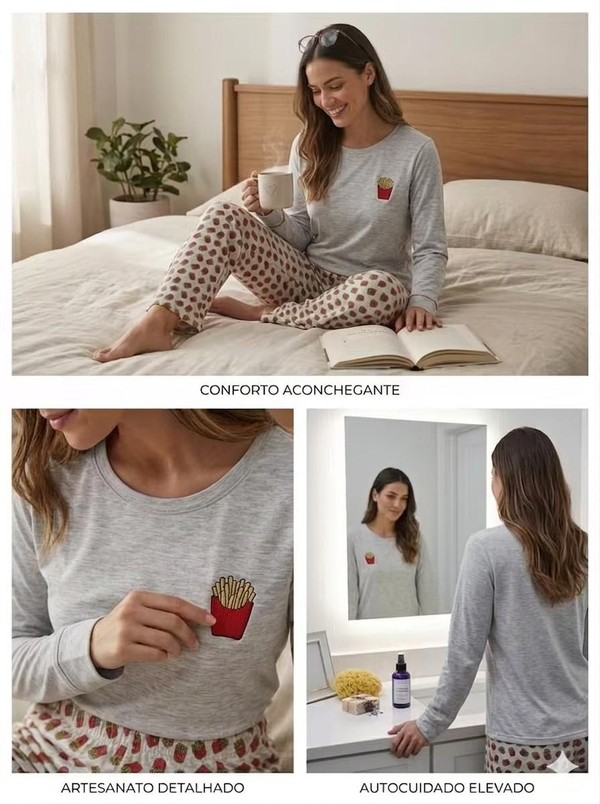 PIJAMA MANGA LONGA ADULTO BATATA FRITA 76219 PINGO LELE