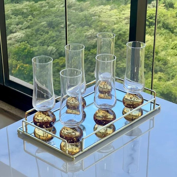 Jogo 6 Taças Champanhe Base Esfera Transparente 240ml