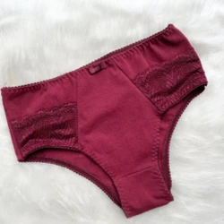 Kit com 5 Calcinha Algodão Conforto Cinta Renda Alta