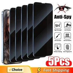 5 pçs capa completa protetor de tela de privacidade para iphone 16 11 12 13 14 pro max mini 8k vidro anti-espião para iphone 15 17 pro xr xs max