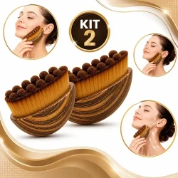 Kit com 2 Escovas Faciais para Drenagem Linfática e Skincare