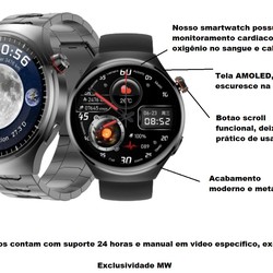 SmartWatch 4 com monitoramento de oxigênio Monitor cardíaco faz e recebe chamadas Notificações por SMS