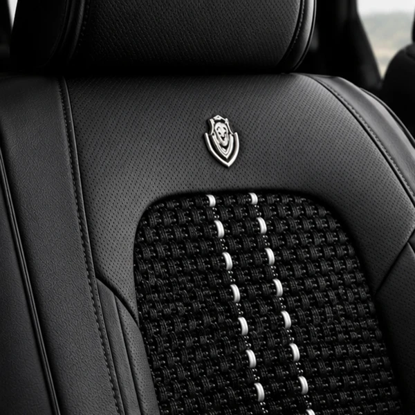 Kit Completo de Capas para Banco de Carro Acelon em Couro Legítimo Universal 5 Lugares Com Airbag + Tapetes e Capa de Volante