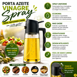 Porta Azeite e Vinagre Spray em Vidro com Borrifador Pulveri